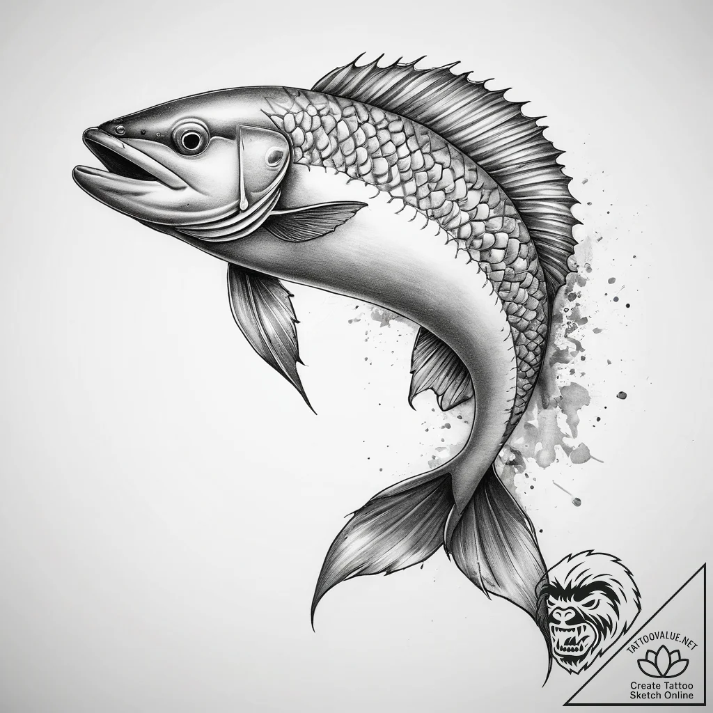 Tattoo sketch mahi-mahi - tattoo sketch (№1759119387_0, 29.09.2025 04:16) — tattoovalue.net