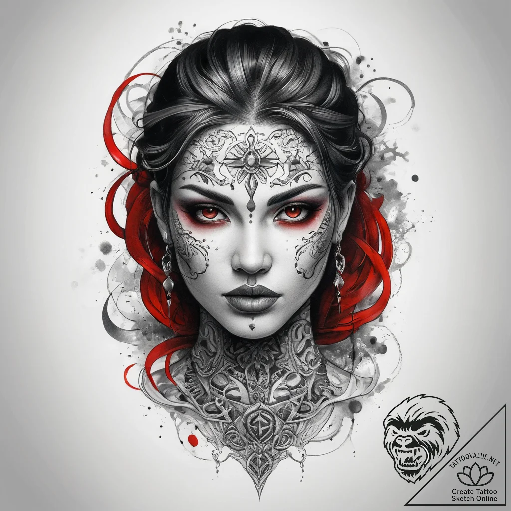 Tattoo sketch mystical character, ink illustr... - tattoo sketch (№1759119976_0, 29.09.2025 04:26) — tattoovalue.net