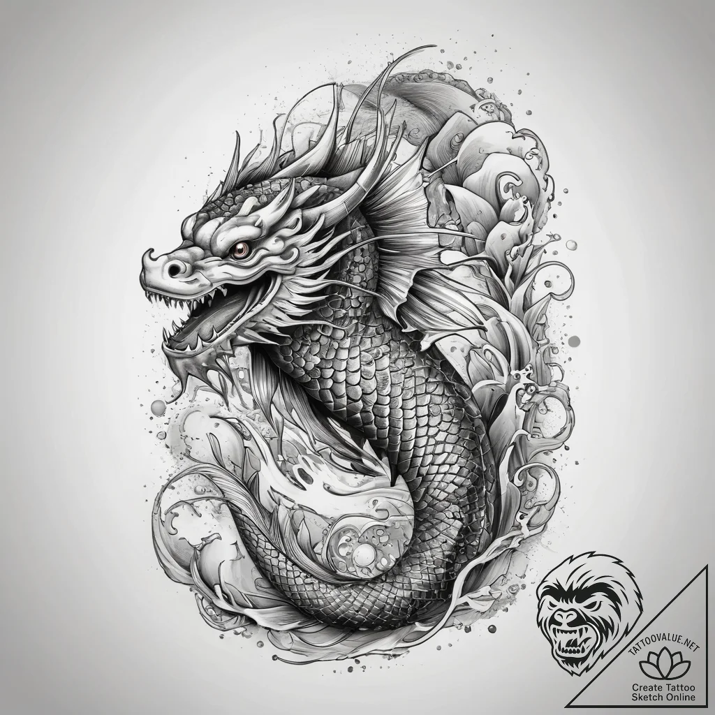 Tattoo sketch black dragonfish, tattoo sketch... - tattoo sketch (№1759121543_0, 29.09.2025 04:52) — tattoovalue.net