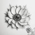 Tattoo sketch anemone flower – tattoo sketch (№1759122132_0, 29.09.2025 05:02) — tattoovalue.net