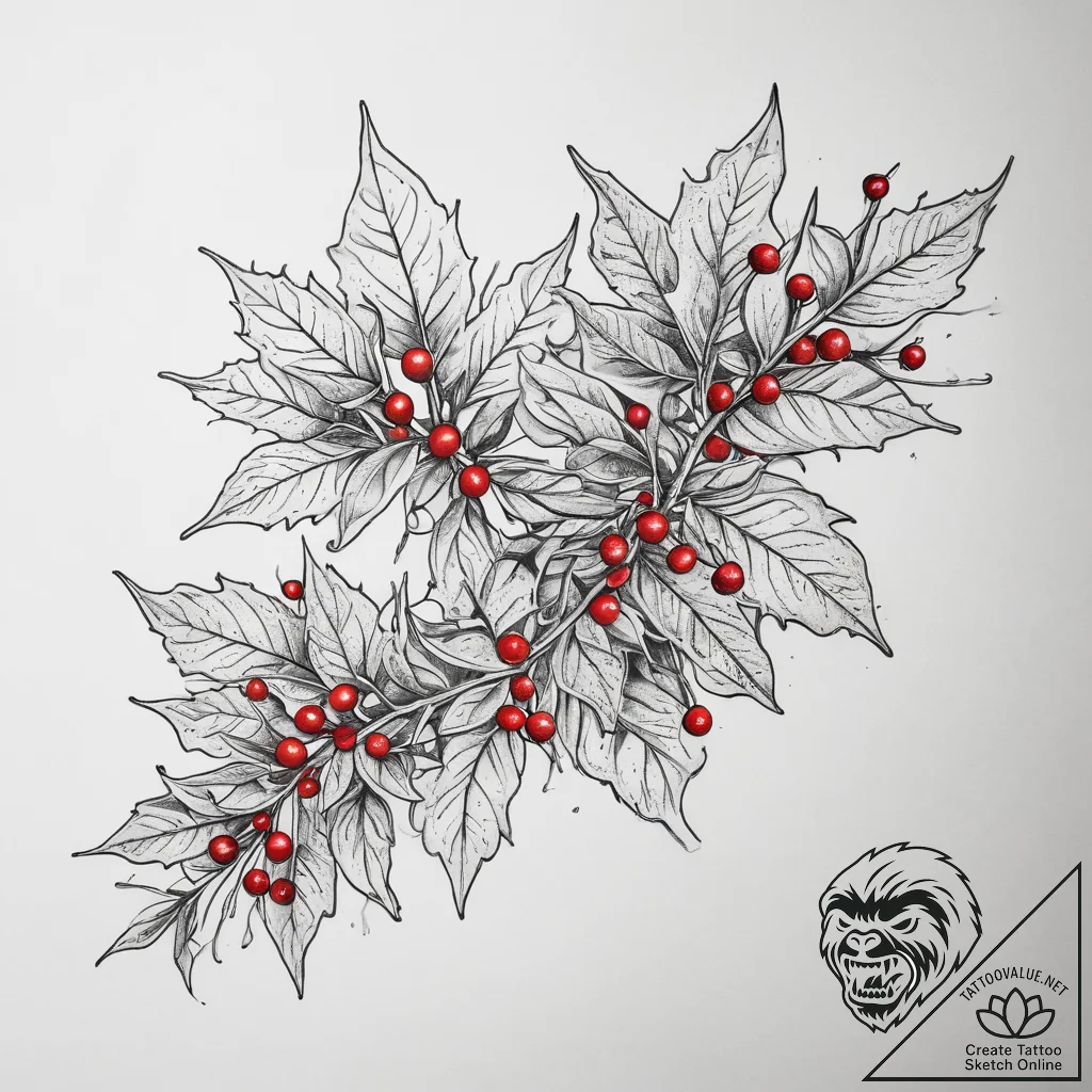 Tattoo sketch mistletoe, tattoo flash sheet d... - tattoo sketch (№1759122720_0, 29.09.2025 05:12) — tattoovalue.net