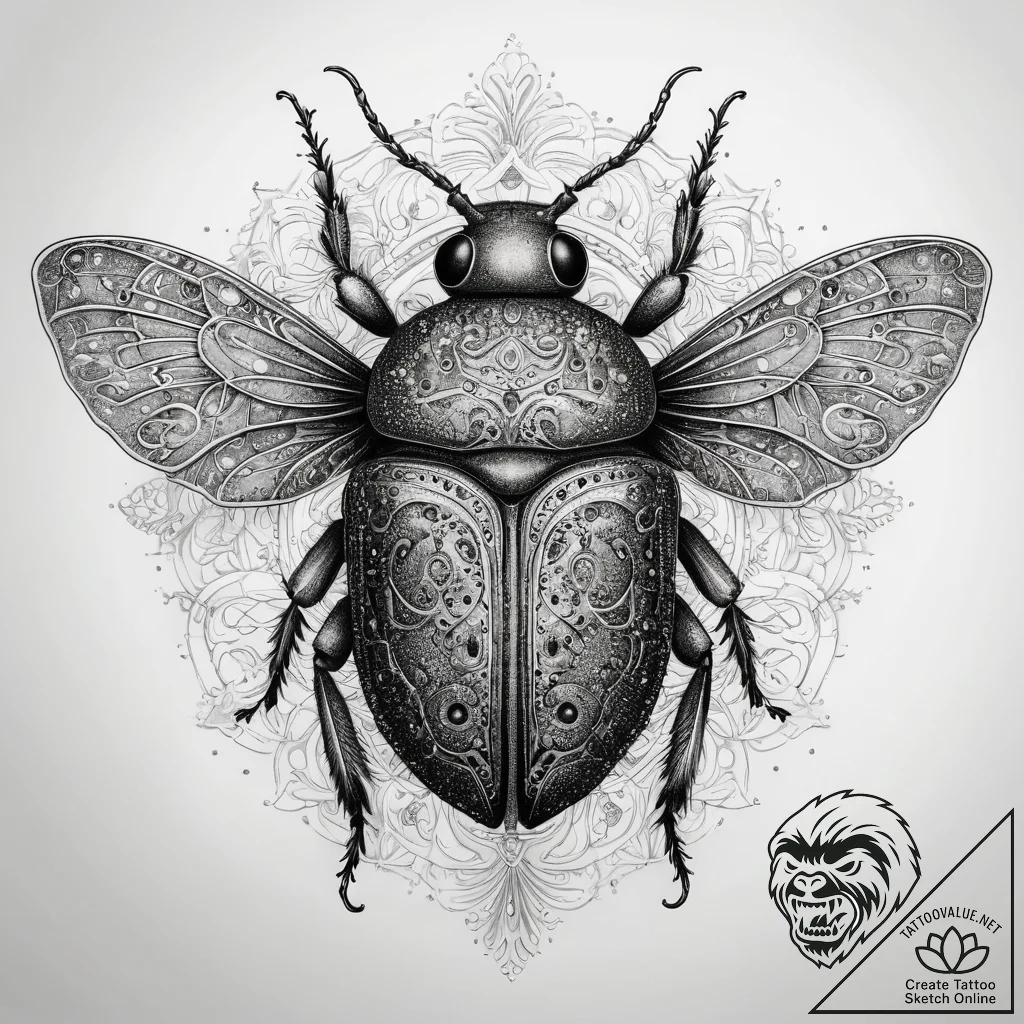 Tattoo sketch dermestid beetle, ink illustrat... - tattoo sketch (№1759123122_0, 29.09.2025 05:18) — tattoovalue.net
