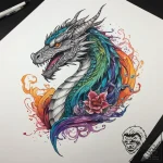 Tattoo sketch dragon with a quote, tattoo lin… – tattoo sketch (№1759124104_0, 29.09.2025 05:35) — tattoovalue.net