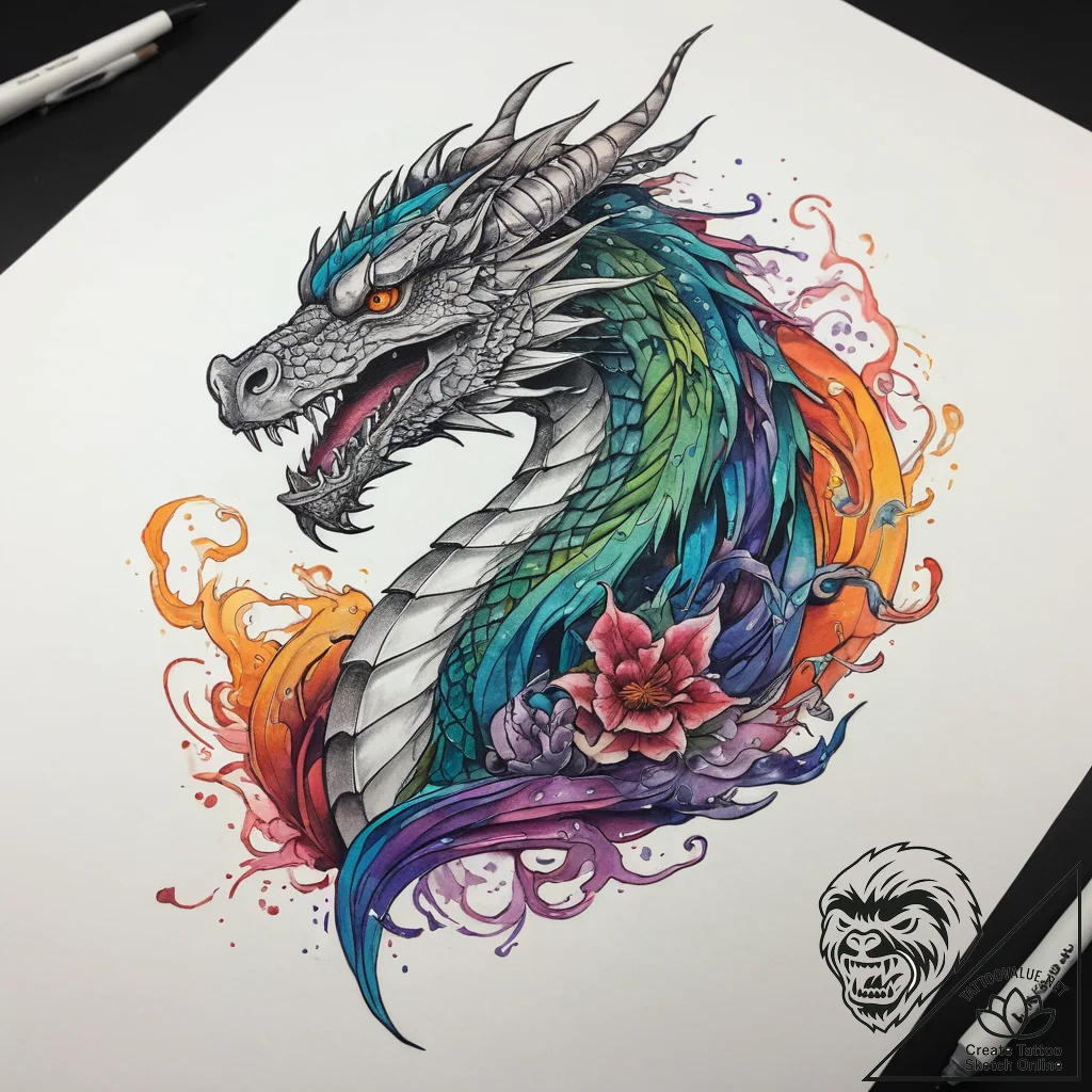 Tattoo sketch dragon with a quote, tattoo lin... - tattoo sketch (№1759124104_0, 29.09.2025 05:35) — tattoovalue.net