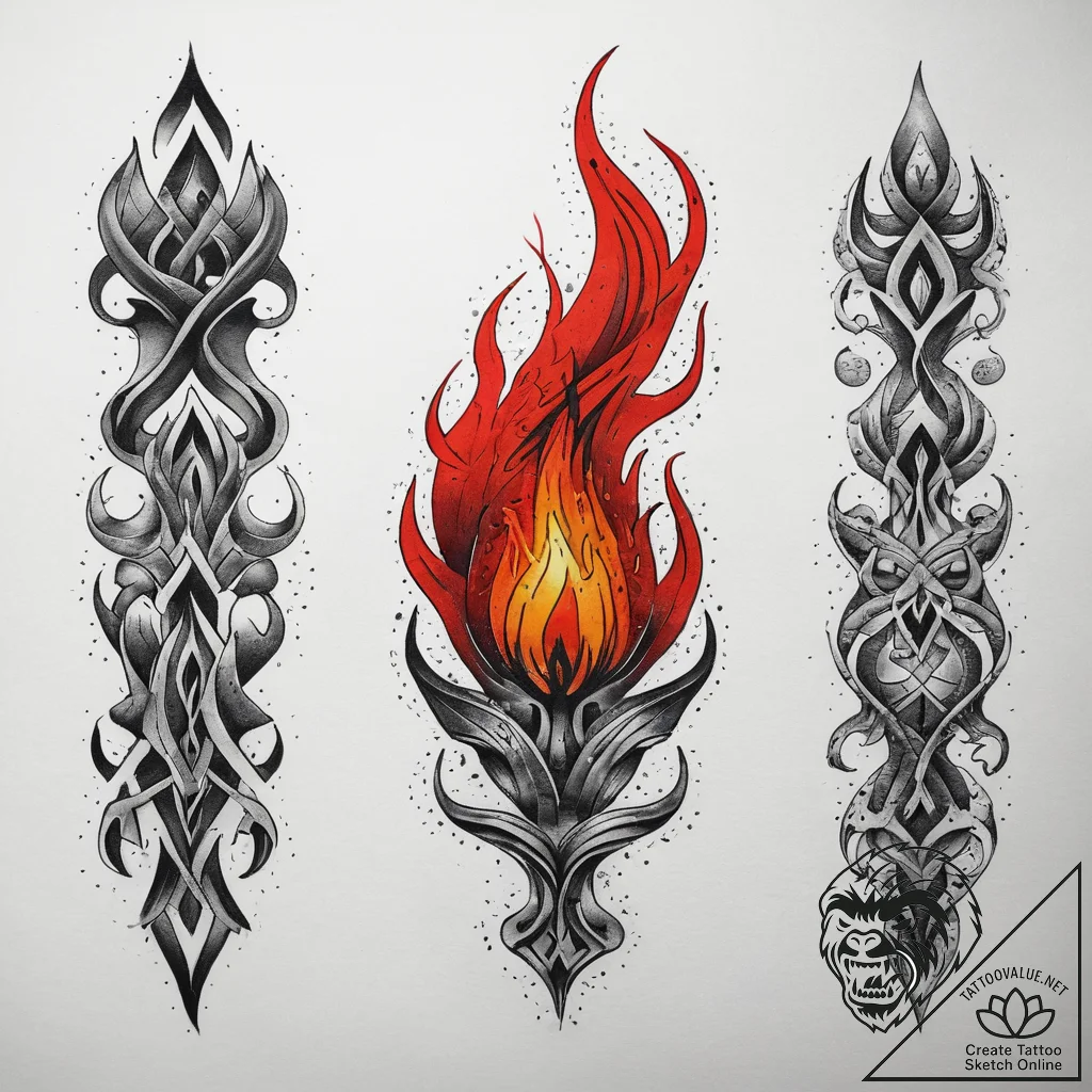 Tattoo sketch flame, tattoo flash sheet desig... - tattoo sketch (№1759124298_0, 29.09.2025 05:38) — tattoovalue.net