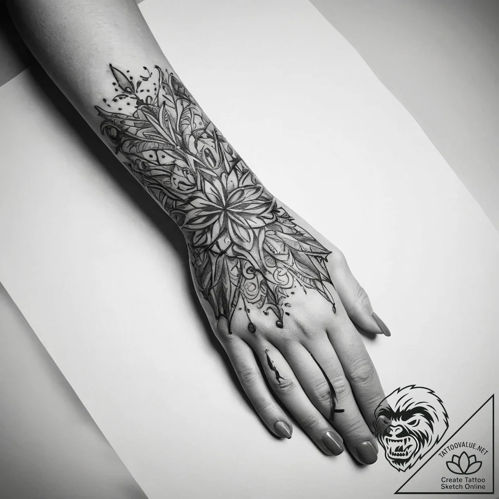Tattoo sketch hands with a pencil, tattoo lin... - tattoo sketch (№1759124890_0, 29.09.2025 05:48) — tattoovalue.net