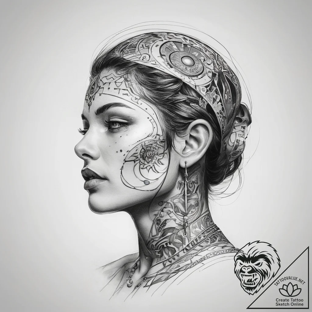 Tattoo sketch cosmic person - tattoo sketch (№1759125669_0, 29.09.2025 06:01) — tattoovalue.net