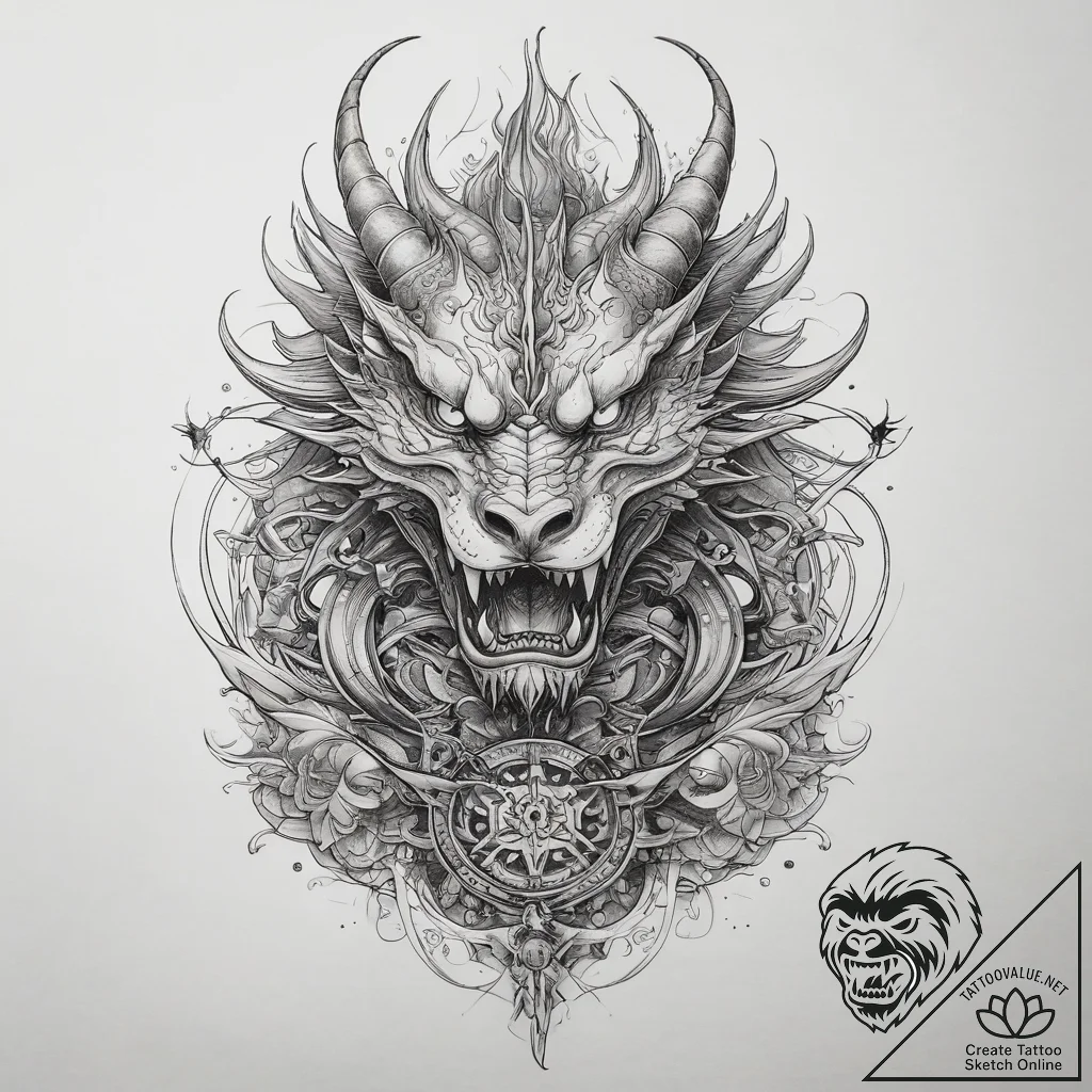 Tattoo sketch узор в виде дракона, tattoo fla... - tattoo sketch (№1759126062_0, 29.09.2025 06:07) — tattoovalue.net