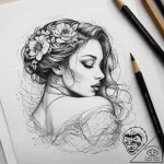 Tattoo sketch romantic kiss with a quote, tat… – tattoo sketch (№1759126258_0, 29.09.2025 06:10) — tattoovalue.net