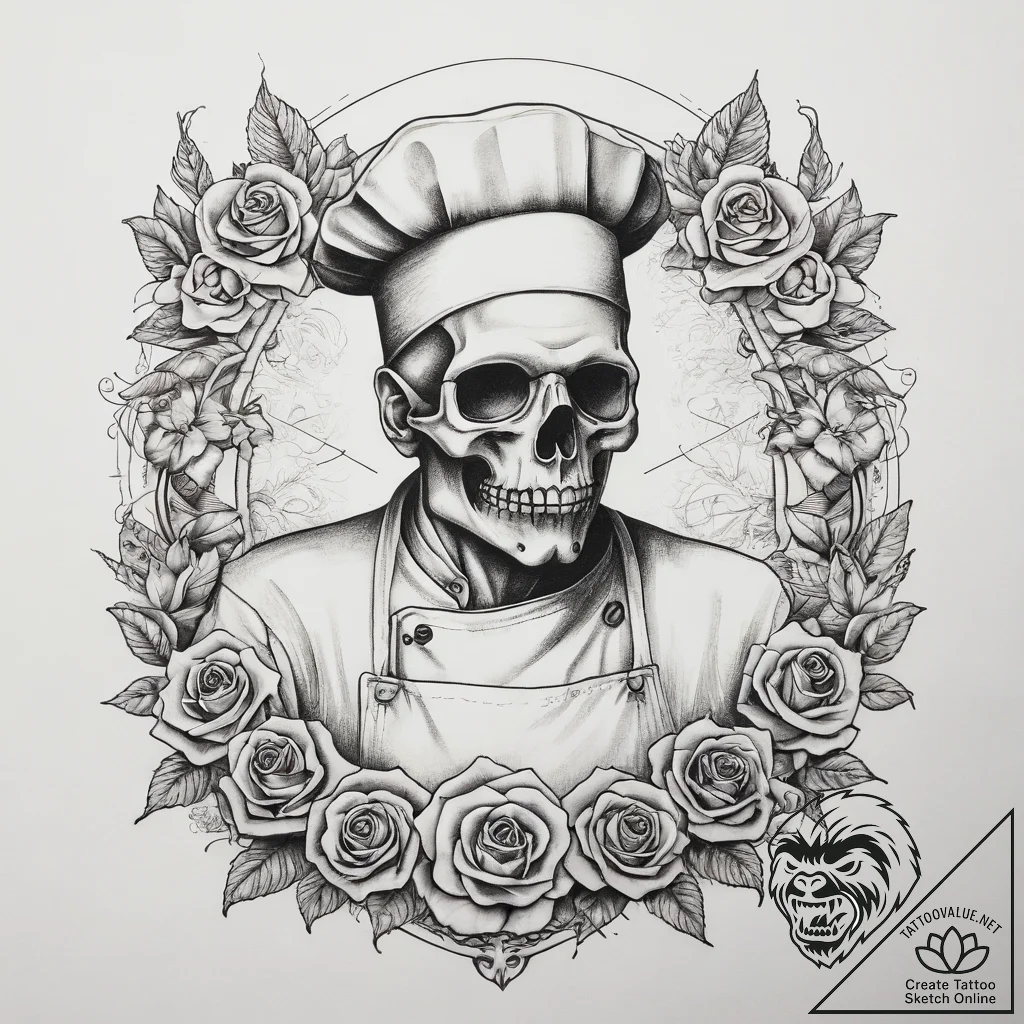 Tattoo sketch chef a person cooking, tattoo f... - tattoo sketch (№1759126842_0, 29.09.2025 06:20) — tattoovalue.net