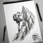 Tattoo sketch mountaineering a person climbin… – tattoo sketch (№1759129389_0, 29.09.2025 07:03) — tattoovalue.net