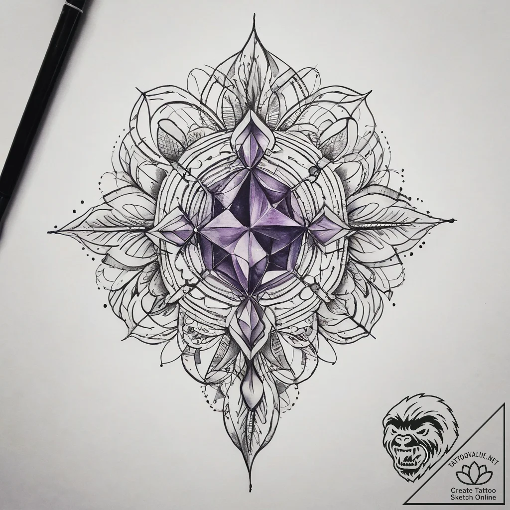 Tattoo sketch amethyst, concept art for tatto... - tattoo sketch (№1759129973_0, 29.09.2025 07:12) — tattoovalue.net