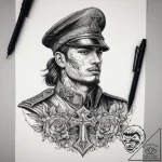 Tattoo sketch soldier with a paper, concept a… – tattoo sketch (№1759130366_0, 29.09.2025 07:19) — tattoovalue.net
