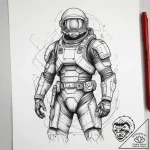 Tattoo sketch soldier with an astronaut, tatt… – tattoo sketch (№1759131915_0, 29.09.2025 07:45) — tattoovalue.net