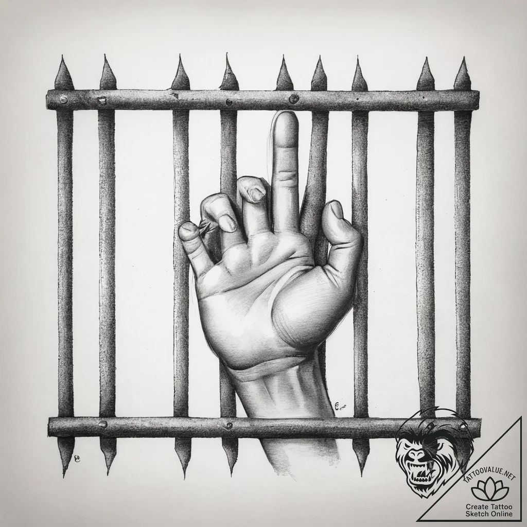 Tattoo sketch prison bars with hands, tattoo... - tattoo sketch (№1759132109_0, 29.09.2025 07:48) — tattoovalue.net