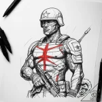 Tattoo sketch soldier with a paper, tattoo li… – tattoo sketch (№1759132303_0, 29.09.2025 07:51) — tattoovalue.net