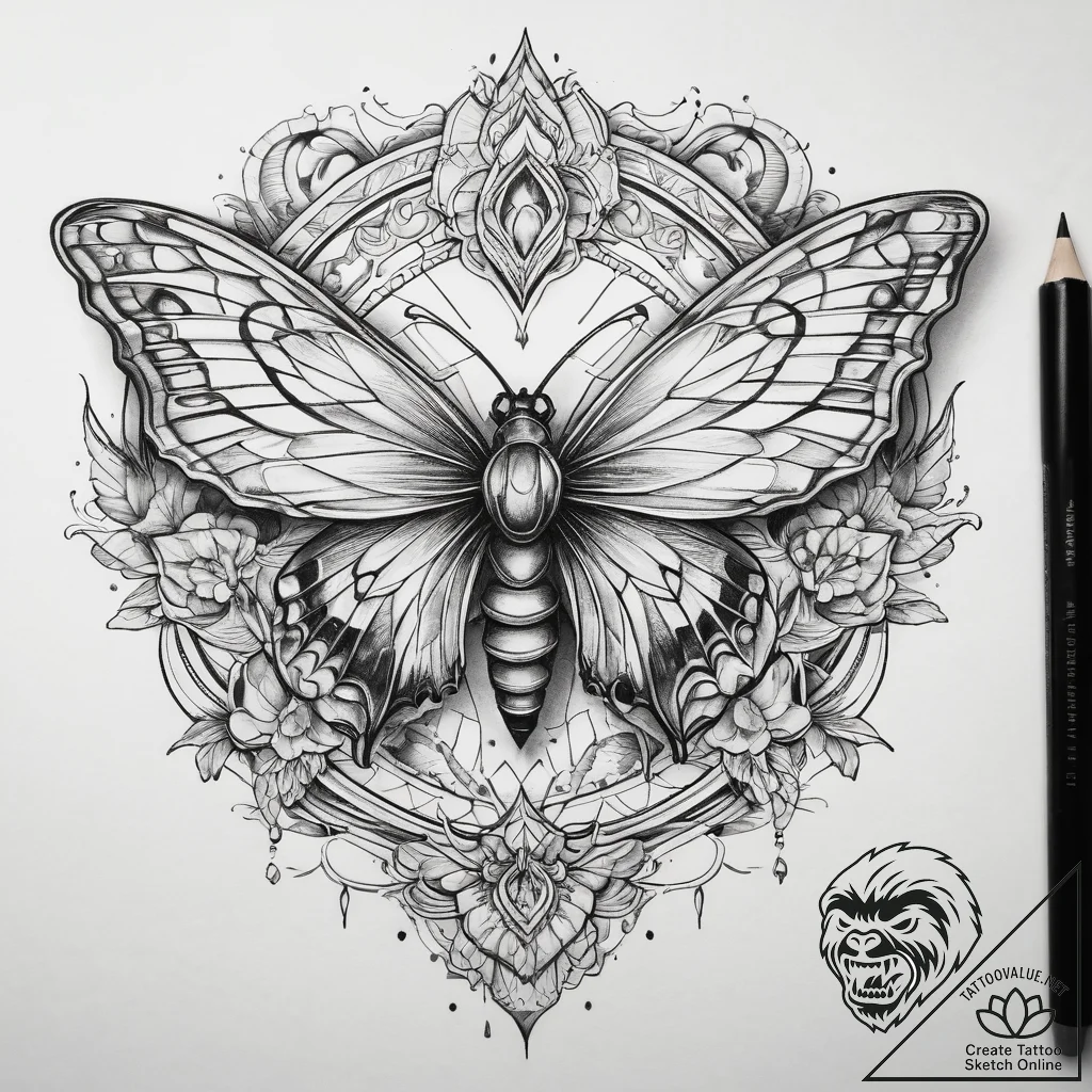 Tattoo sketch metamorphosis, ink illustration... - tattoo sketch (№1759132883_0, 29.09.2025 08:01) — tattoovalue.net