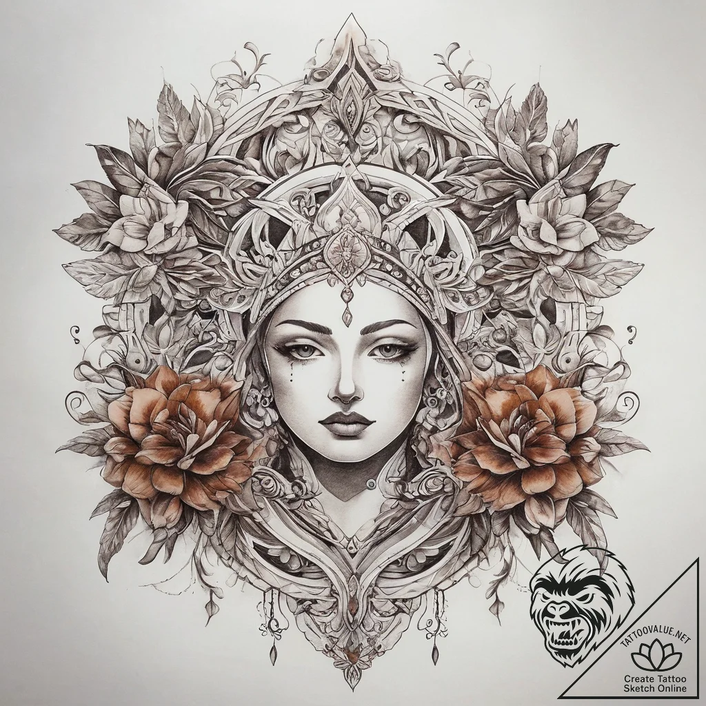 Tattoo sketch slavic embroidery pattern with... - tattoo sketch (№1759134257_0, 29.09.2025 08:24) — tattoovalue.net