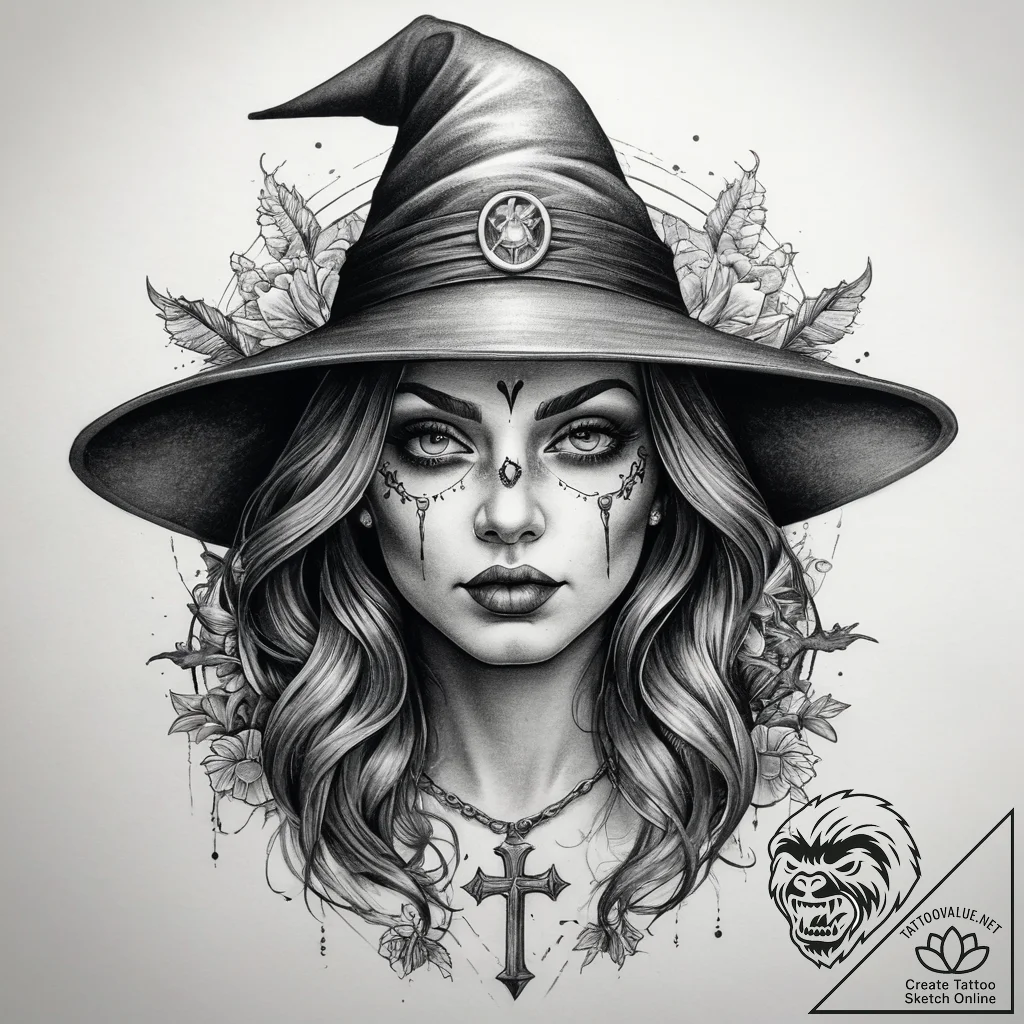 Tattoo sketch witch tattoo, artistic tattoo s... - tattoo sketch (№1759137924_0, 29.09.2025 09:25) — tattoovalue.net