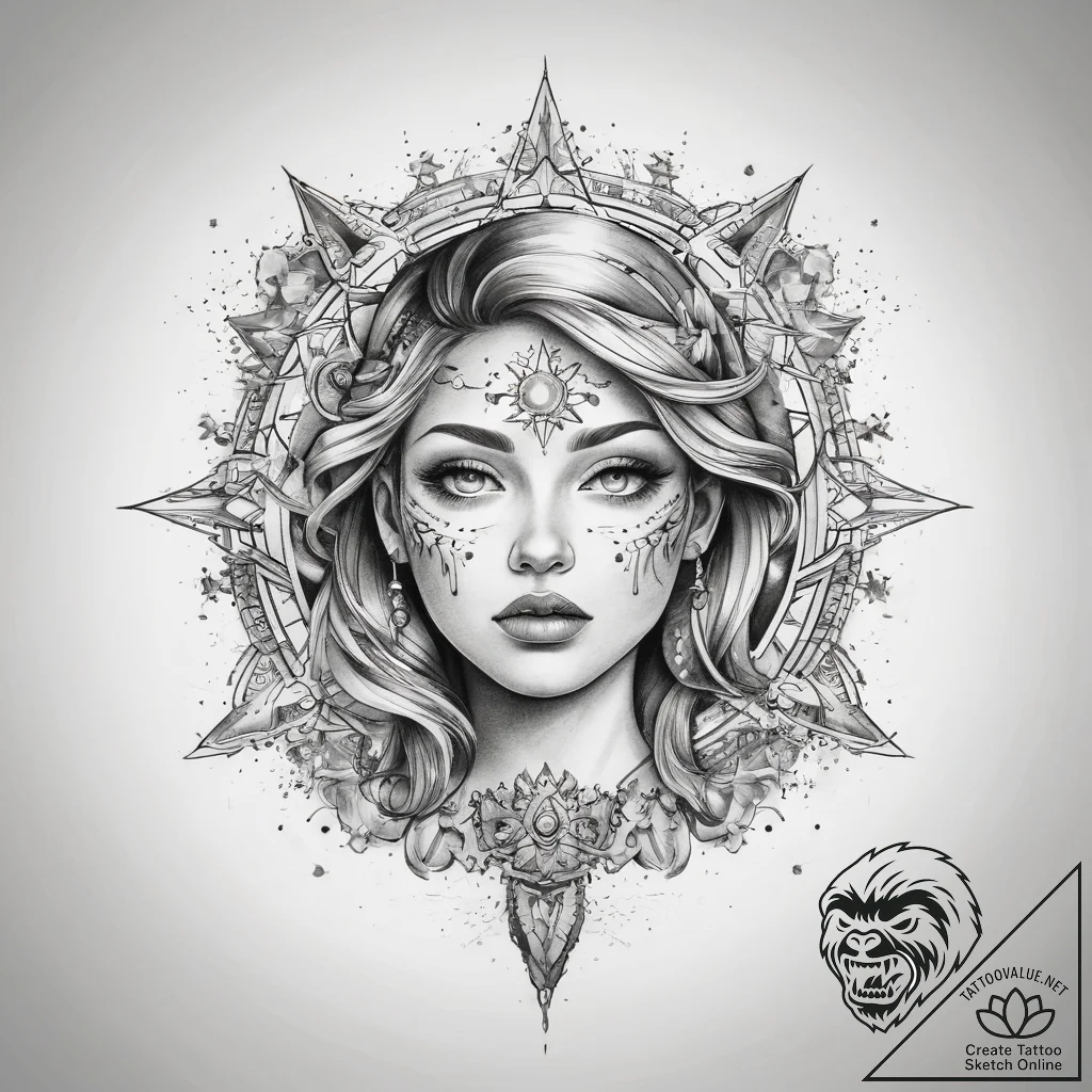 Tattoo sketch cosmic self - tattoo sketch (№1759138505_0, 29.09.2025 09:35) — tattoovalue.net