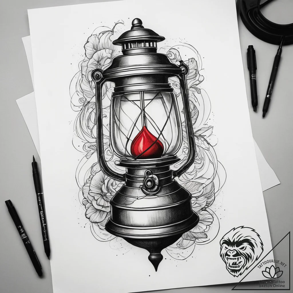Tattoo sketch miner lantern, artistic tattoo... - tattoo sketch (№1759138704_0, 29.09.2025 09:38) — tattoovalue.net