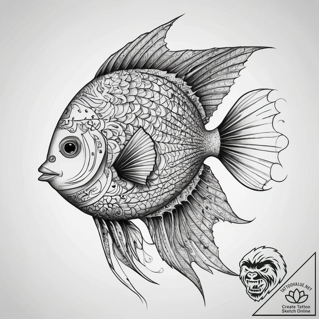Tattoo sketch angelfish, tattoo sketch design... - tattoo sketch (№1759139679_0, 29.09.2025 09:54) — tattoovalue.net