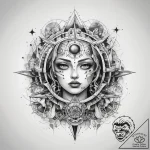 Tattoo sketch cosmic lore, concept art for ta… – tattoo sketch (№1759140659_0, 29.09.2025 10:10) — tattoovalue.net