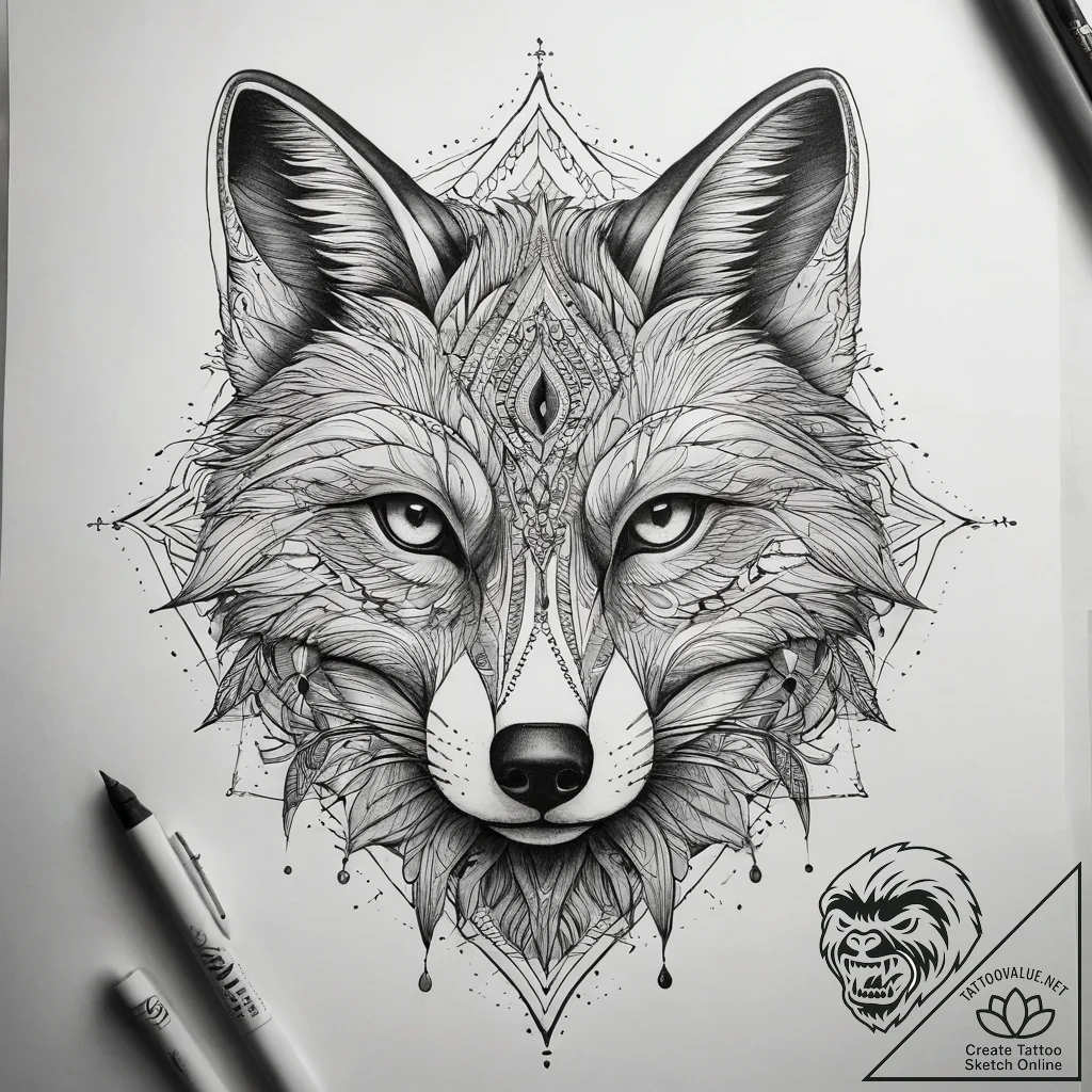 Tattoo sketch fox tattoo, tattoo sketch desig... - tattoo sketch (№1759142034_0, 29.09.2025 10:33) — tattoovalue.net