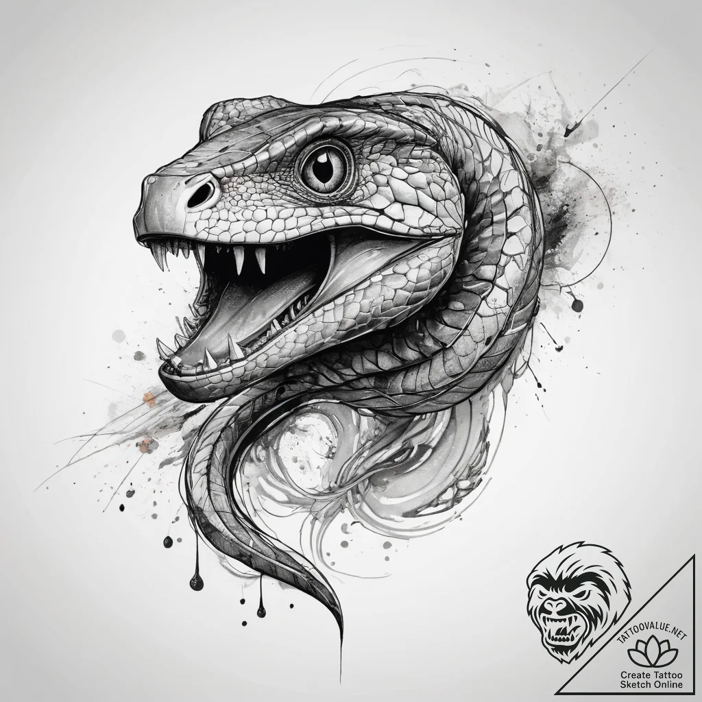 Tattoo sketch inland taipan, ink illustration... - tattoo sketch (№1759142420_0, 29.09.2025 10:40) — tattoovalue.net