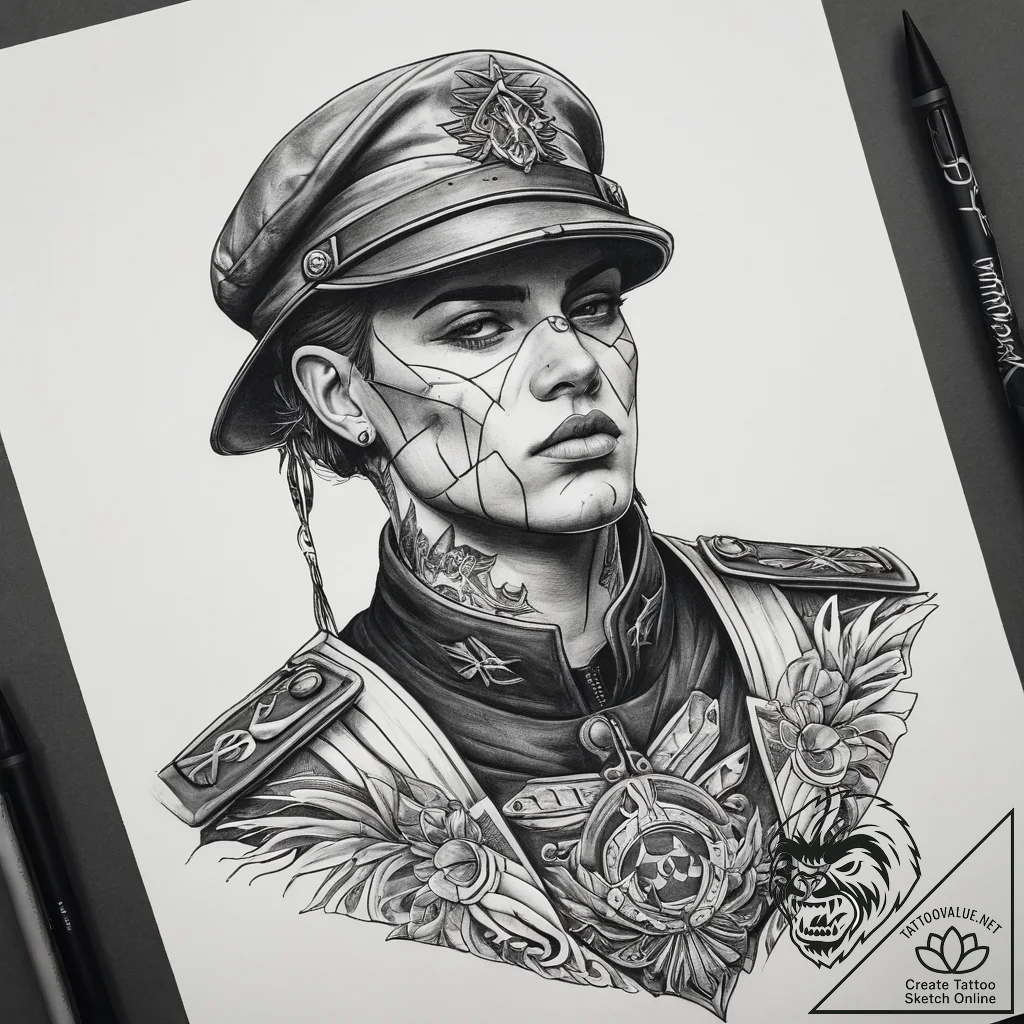 Tattoo sketch soldier with a rebel, tattoo dr... - tattoo sketch (№1759142614_0, 29.09.2025 10:43) — tattoovalue.net