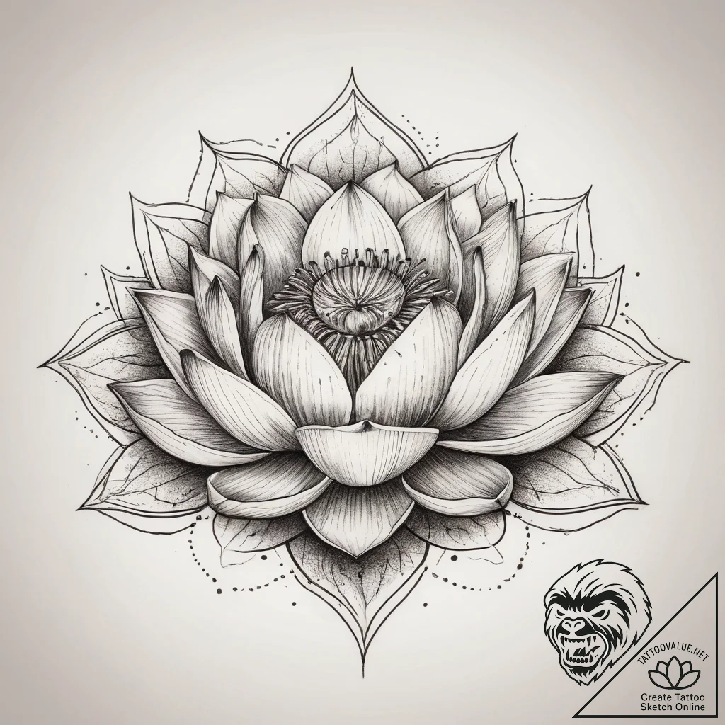 Tattoo sketch lotus flower, ink illustration... - tattoo sketch (№1759142807_0, 29.09.2025 10:46) — tattoovalue.net