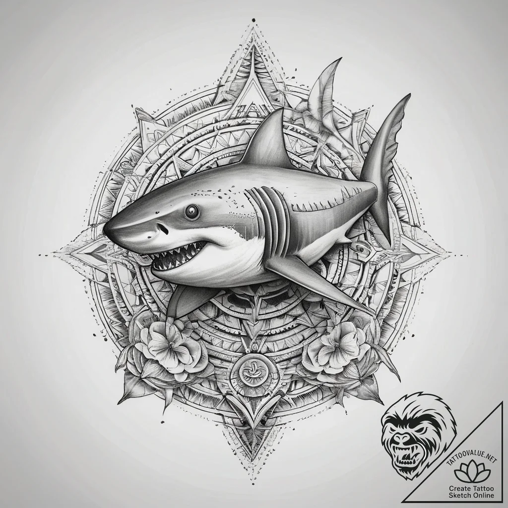 Tattoo sketch shark with a grenade, concept a... - tattoo sketch (№1759144166_0, 29.09.2025 11:09) — tattoovalue.net