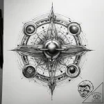 Tattoo sketch cosmic plane, tattoo flash shee… – tattoo sketch (№1759144554_0, 29.09.2025 11:15) — tattoovalue.net
