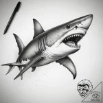 Tattoo sketch акула, tattoo line art, muted c… – tattoo sketch (№1759146308_0, 29.09.2025 11:45) — tattoovalue.net