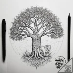 Tattoo sketch baobab tree with a lion, tattoo… – tattoo sketch (№1759146502_0, 29.09.2025 11:48) — tattoovalue.net