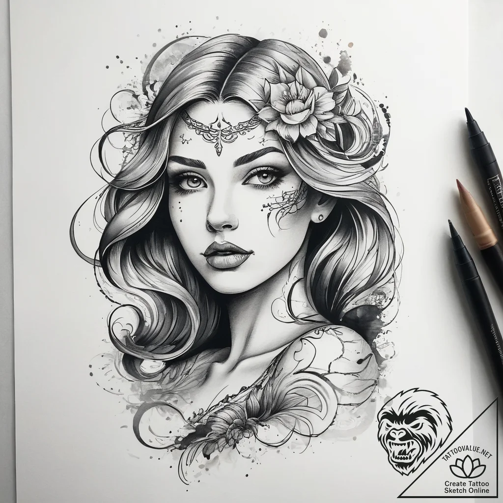 Tattoo sketch siren tattoo, tattoo drawing ou... - tattoo sketch (№1759146890_0, 29.09.2025 11:54) — tattoovalue.net