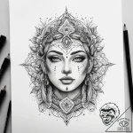 Tattoo sketch spiritual guide, ink illustrati… – tattoo sketch (№1759147084_0, 29.09.2025 11:58) — tattoovalue.net