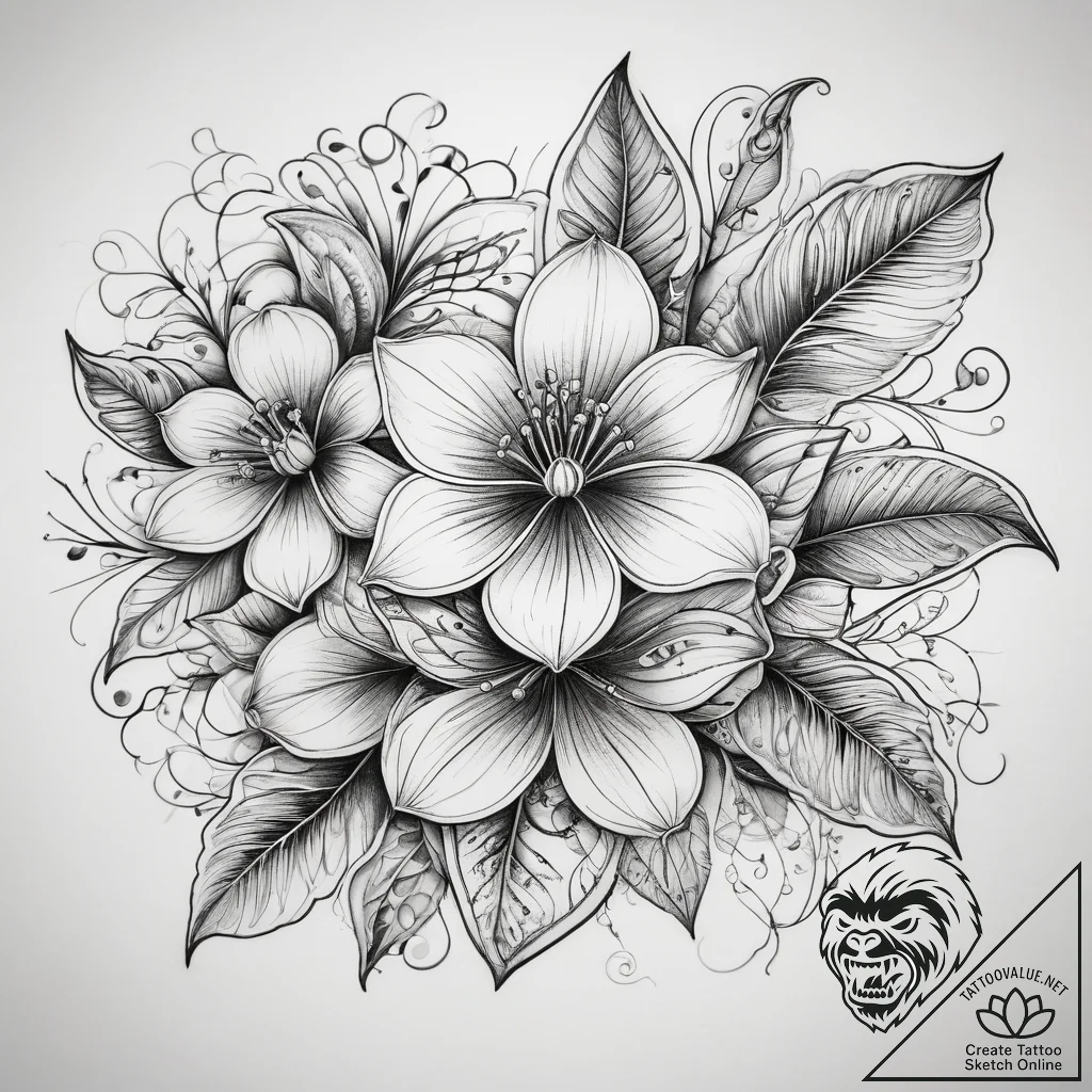Tattoo sketch blueberry blossom, tattoo drawi... - tattoo sketch (№1759148450_0, 29.09.2025 12:20) — tattoovalue.net