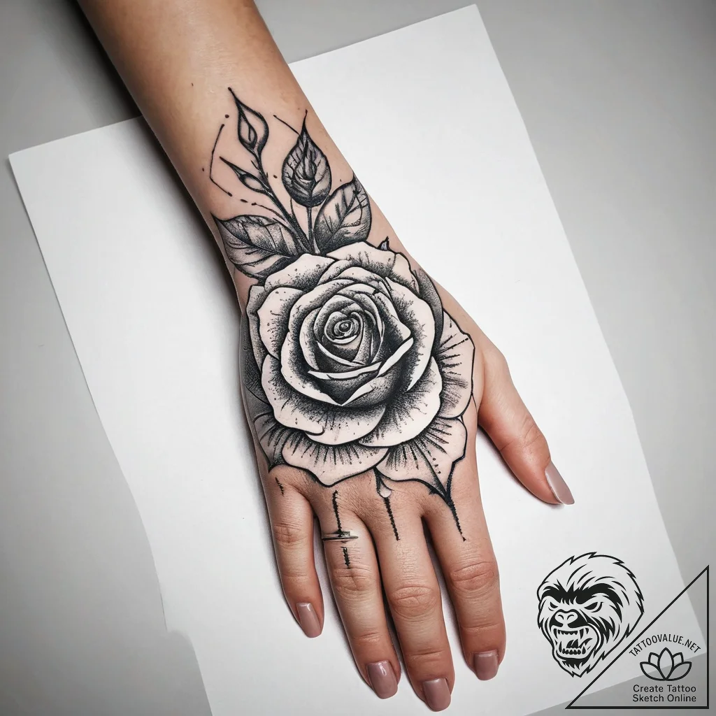 Tattoo sketch hands with a rose, tattoo drawi... - tattoo sketch (№1759149228_0, 29.09.2025 12:33) — tattoovalue.net