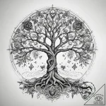 Tattoo sketch tree of life with magical symbo… – tattoo sketch (№1759149423_0, 29.09.2025 12:37) — tattoovalue.net