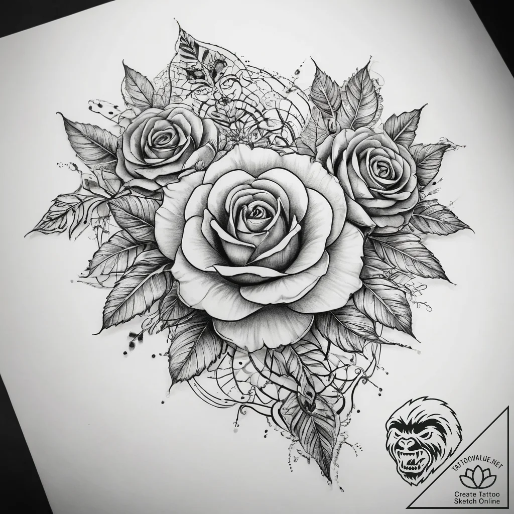Tattoo sketch кружево с розами - tattoo sketch (№1759150003_0, 29.09.2025 12:46) — tattoovalue.net