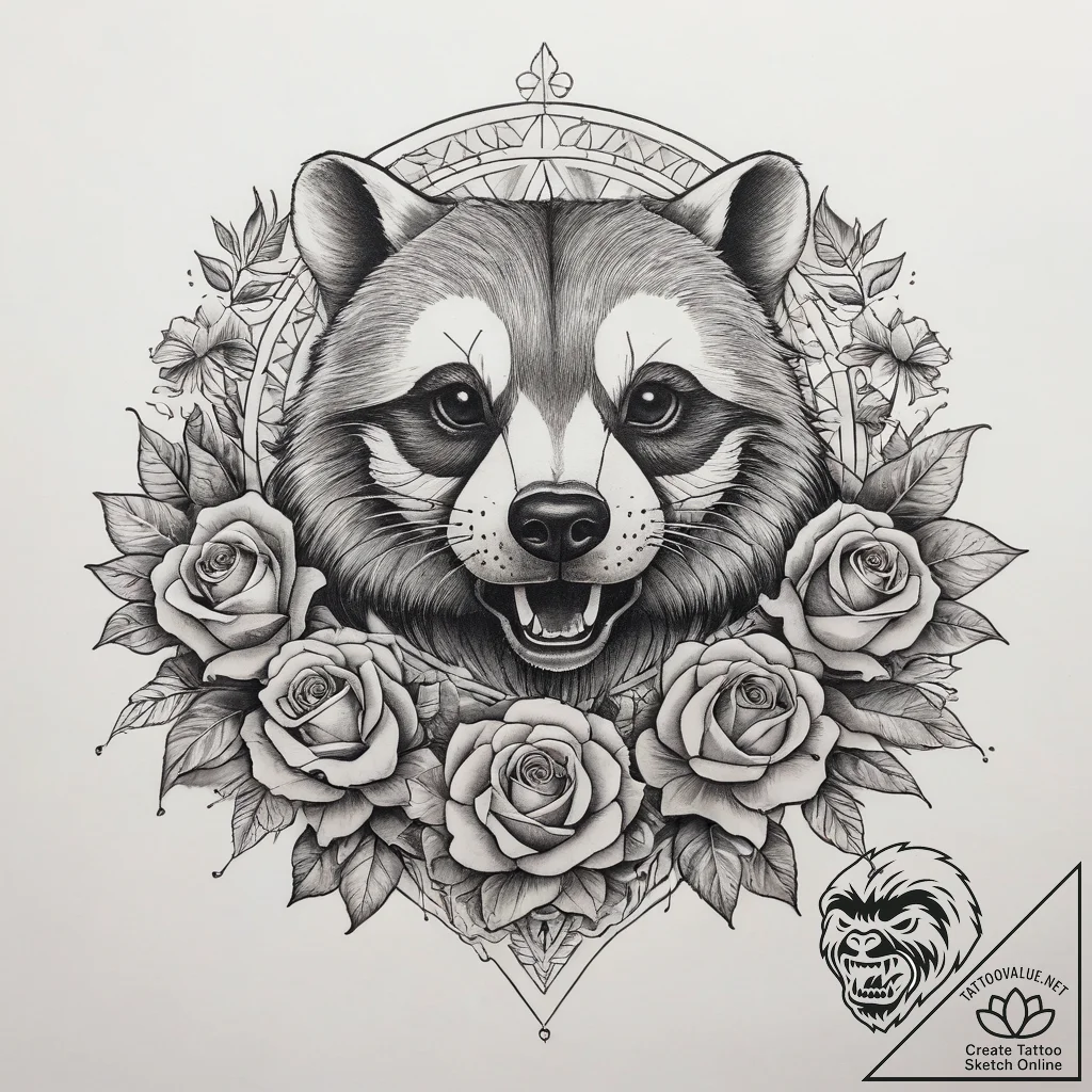 Tattoo sketch badger, tattoo flash sheet desi... - tattoo sketch (№1759151169_0, 29.09.2025 13:06) — tattoovalue.net