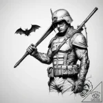 Tattoo sketch soldier with a bat – tattoo sketch (№1759151951_0, 29.09.2025 13:19) — tattoovalue.net