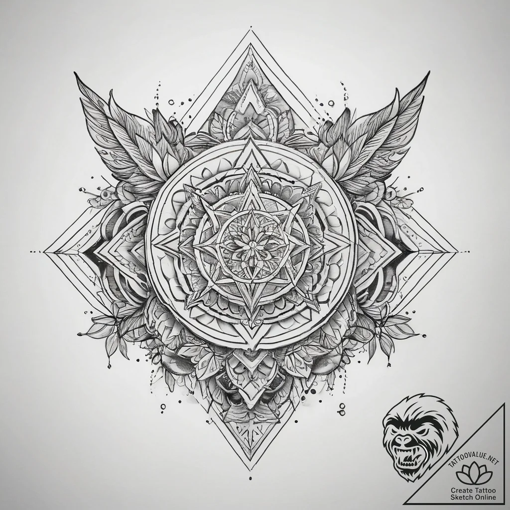 Tattoo sketch geometric word, tattoo flash sh... - tattoo sketch (№1759152544_0, 29.09.2025 13:29) — tattoovalue.net