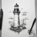 Tattoo sketch lighthouse, tattoo drawing outl… – tattoo sketch (№1759154291_0, 29.09.2025 13:58) — tattoovalue.net