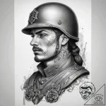 Tattoo sketch soldier with a knot, tattoo lin… – tattoo sketch (№1759155260_0, 29.09.2025 14:14) — tattoovalue.net