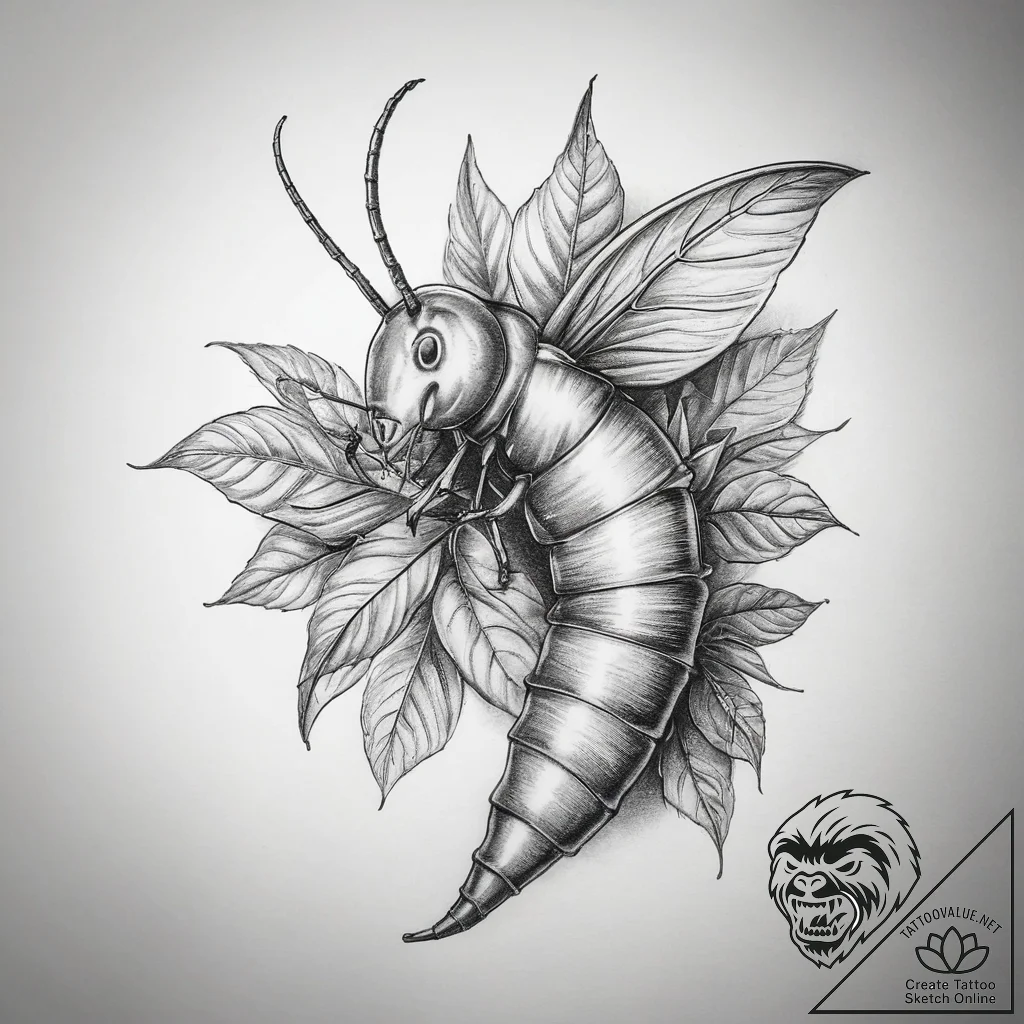 Tattoo sketch tomato hornworm, artistic tatto... - tattoo sketch (№1759158771_0, 29.09.2025 15:12) — tattoovalue.net