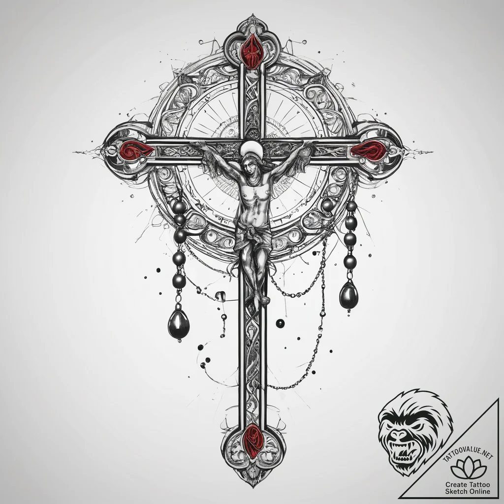 Tattoo sketch rosary beads, concept art for t... - tattoo sketch (№1759160716_0, 29.09.2025 15:45) — tattoovalue.net