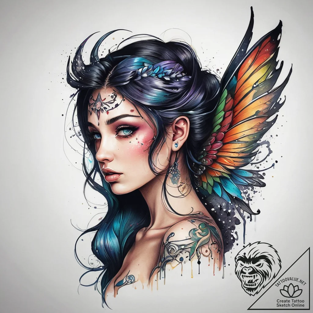 Tattoo sketch fairy tattoo, tattoo sketch des... - tattoo sketch (№1759161108_0, 29.09.2025 15:51) — tattoovalue.net