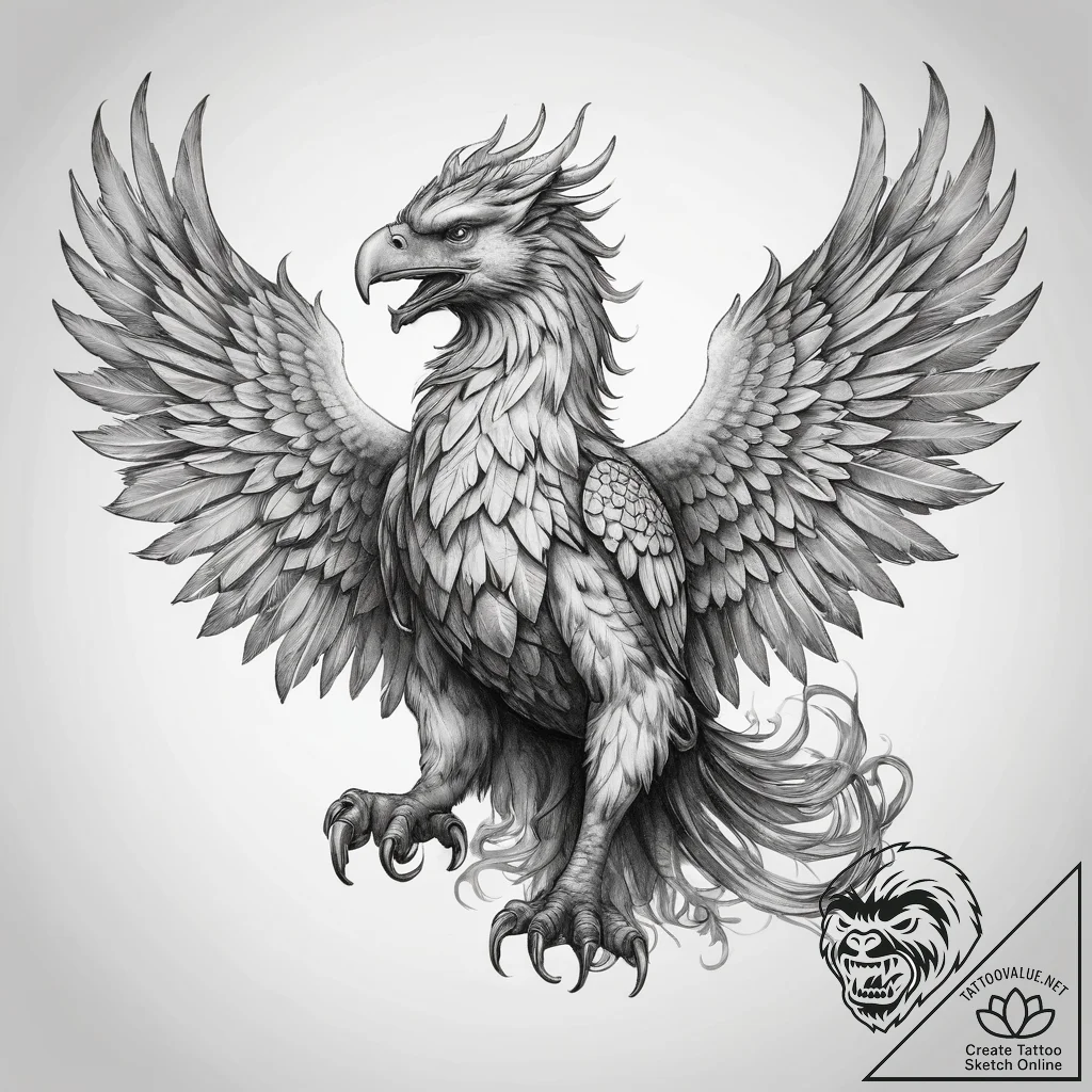 Tattoo sketch medieval griffin - tattoo sketch (№1759161688_0, 29.09.2025 16:01) — tattoovalue.net